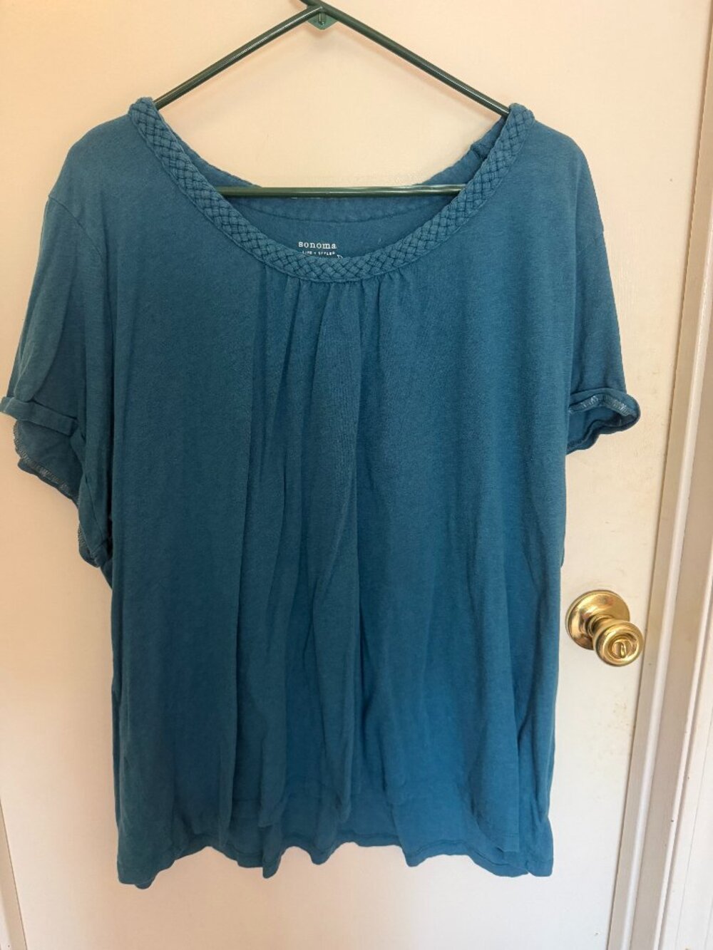 Sonoma Teal Blue Top W 3X